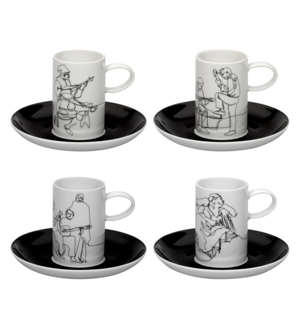 Set 4 Coffee Cups & Saucers