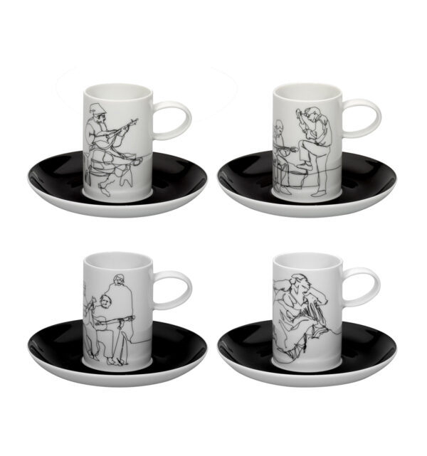 Set 4 Coffee Cups & Saucers