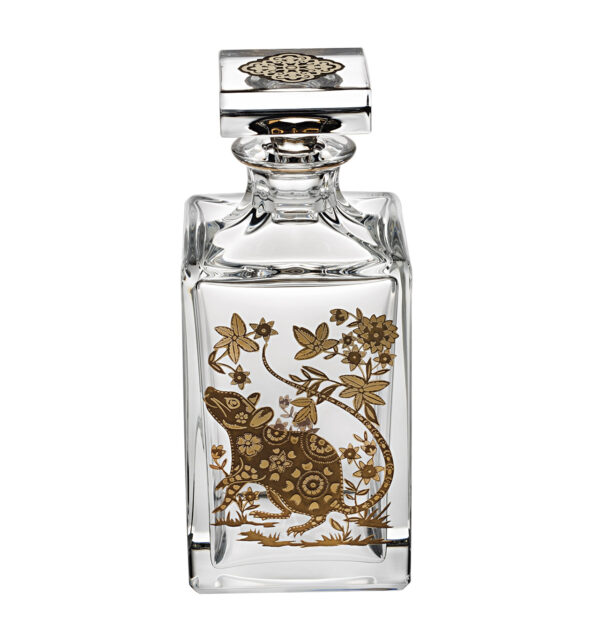 Whisky Decanter with Gold Rat