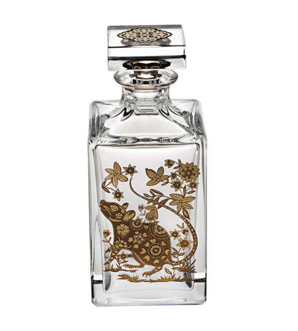 Whisky Decanter with Gold Rat