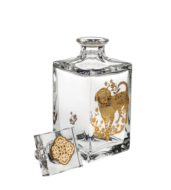 Whisky Decanter with Gold Dog
